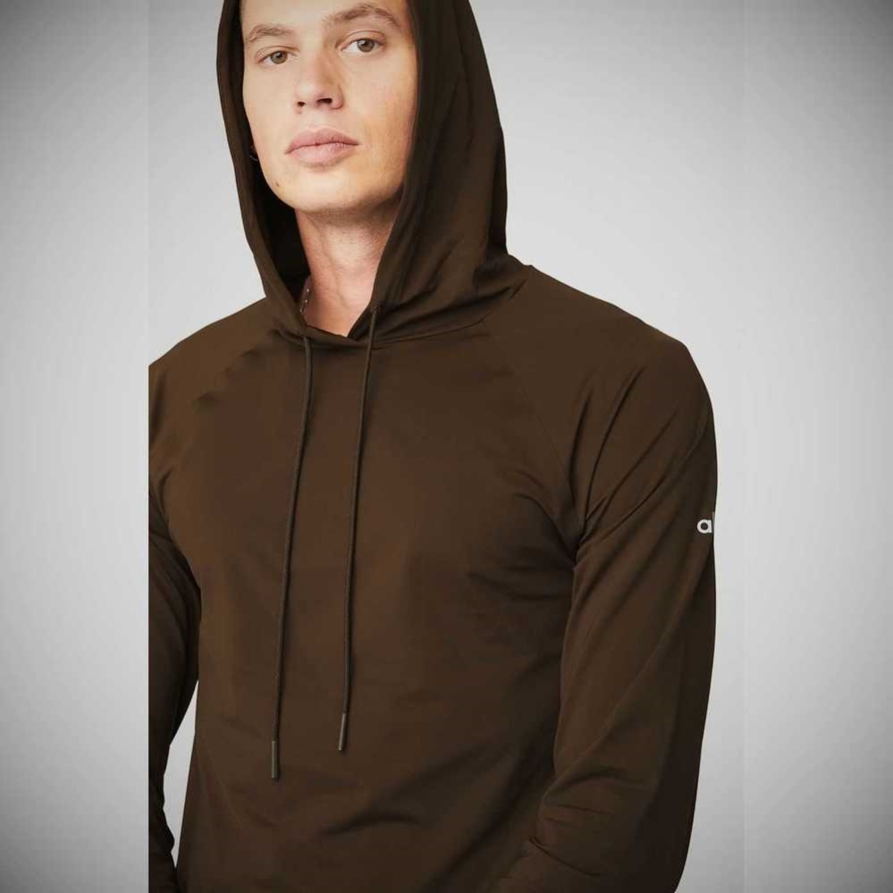 Alo Yoga Idol Mit Kapuze Runner Hoodie Herren Kaffee | LYMGOZ610