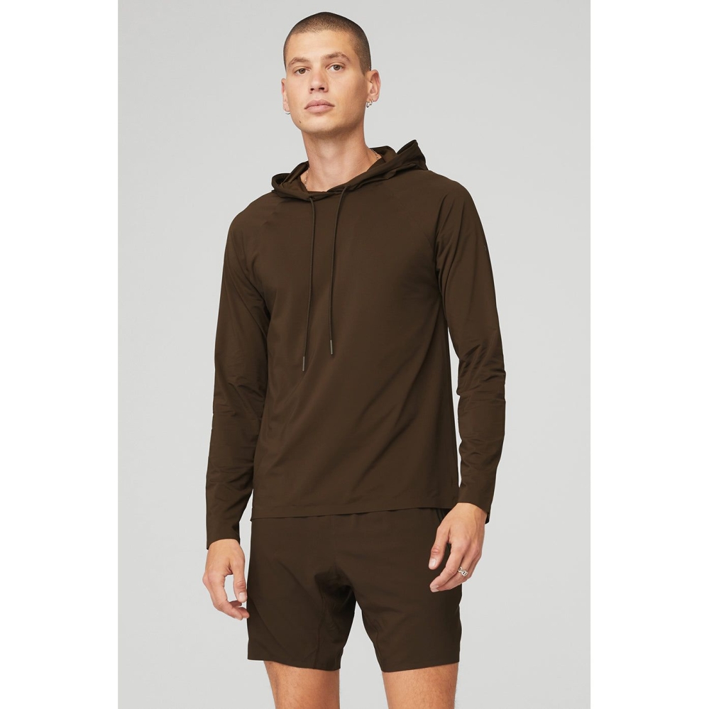 Alo Yoga Idol Mit Kapuze Runner Hoodie Herren Kaffee | LYMGOZ610