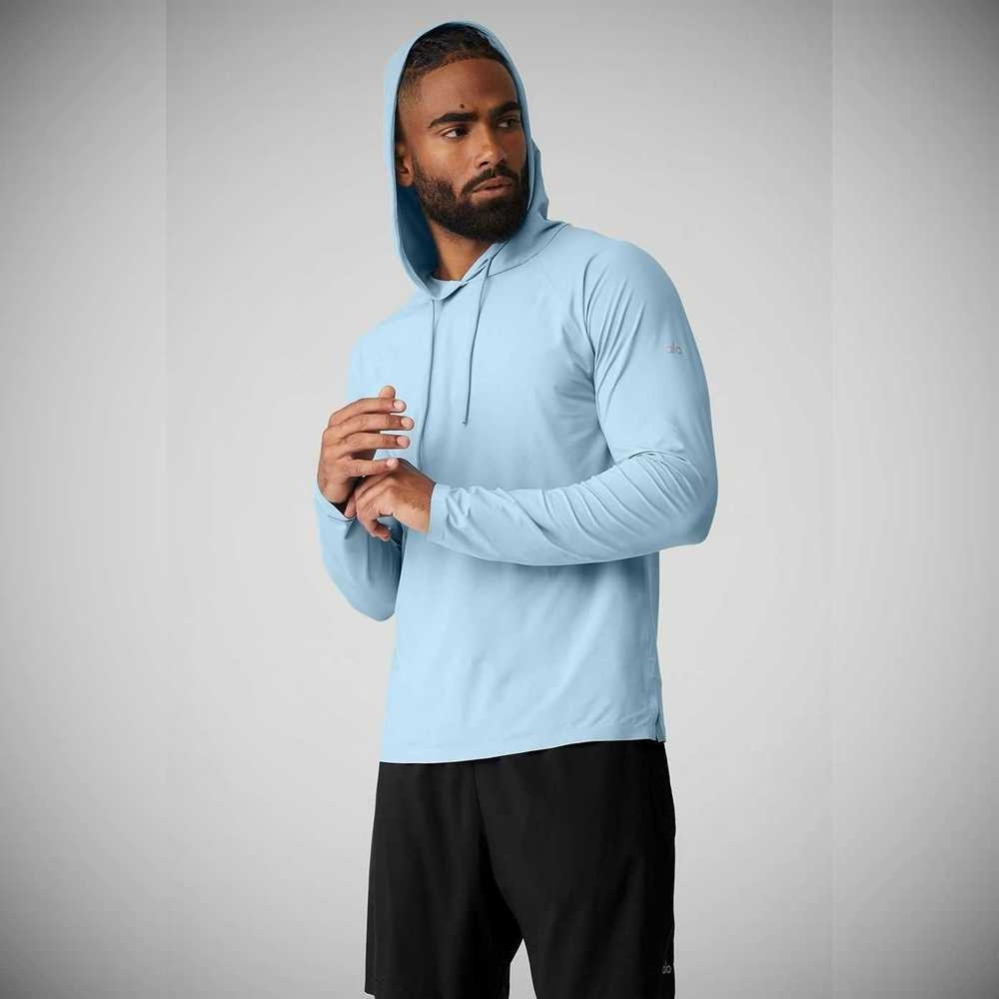 Alo Yoga Idol Mit Kapuze Runner Hoodie Herren Blau | MPOFGU692