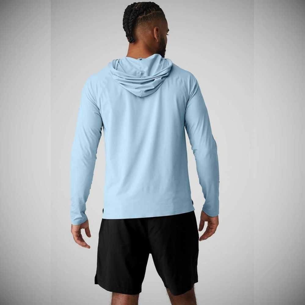 Alo Yoga Idol Mit Kapuze Runner Hoodie Herren Blau | MPOFGU692