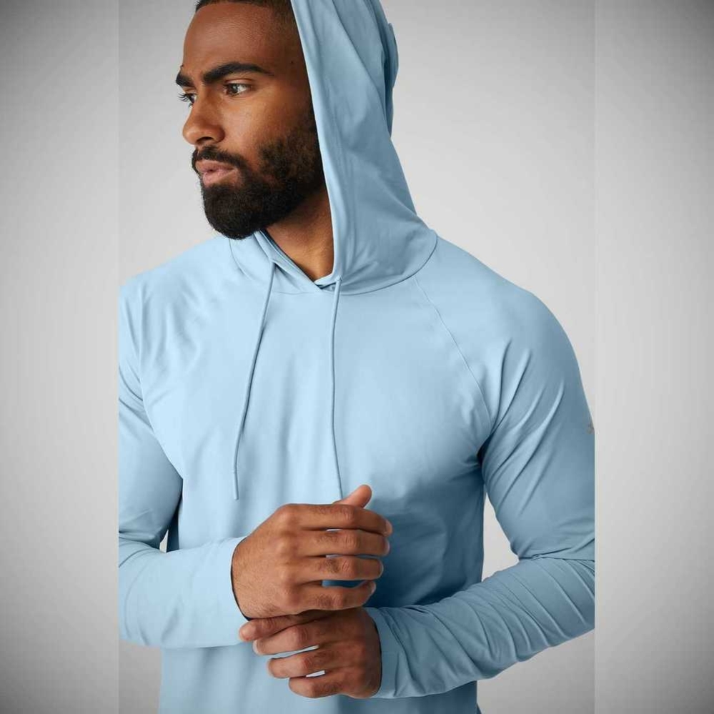 Alo Yoga Idol Mit Kapuze Runner Hoodie Herren Blau | MPOFGU692