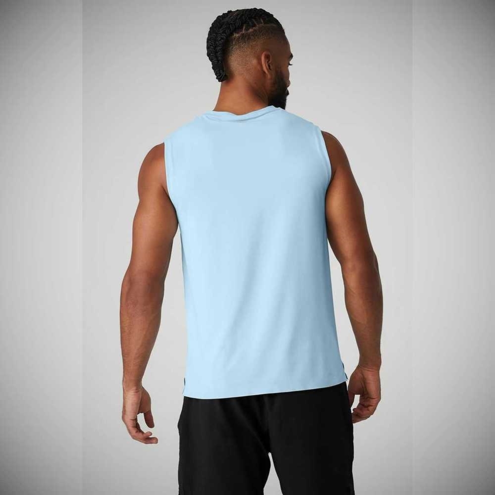 Alo Yoga Idol Performance Muskelshirt Herren Blau | CMXSKH257