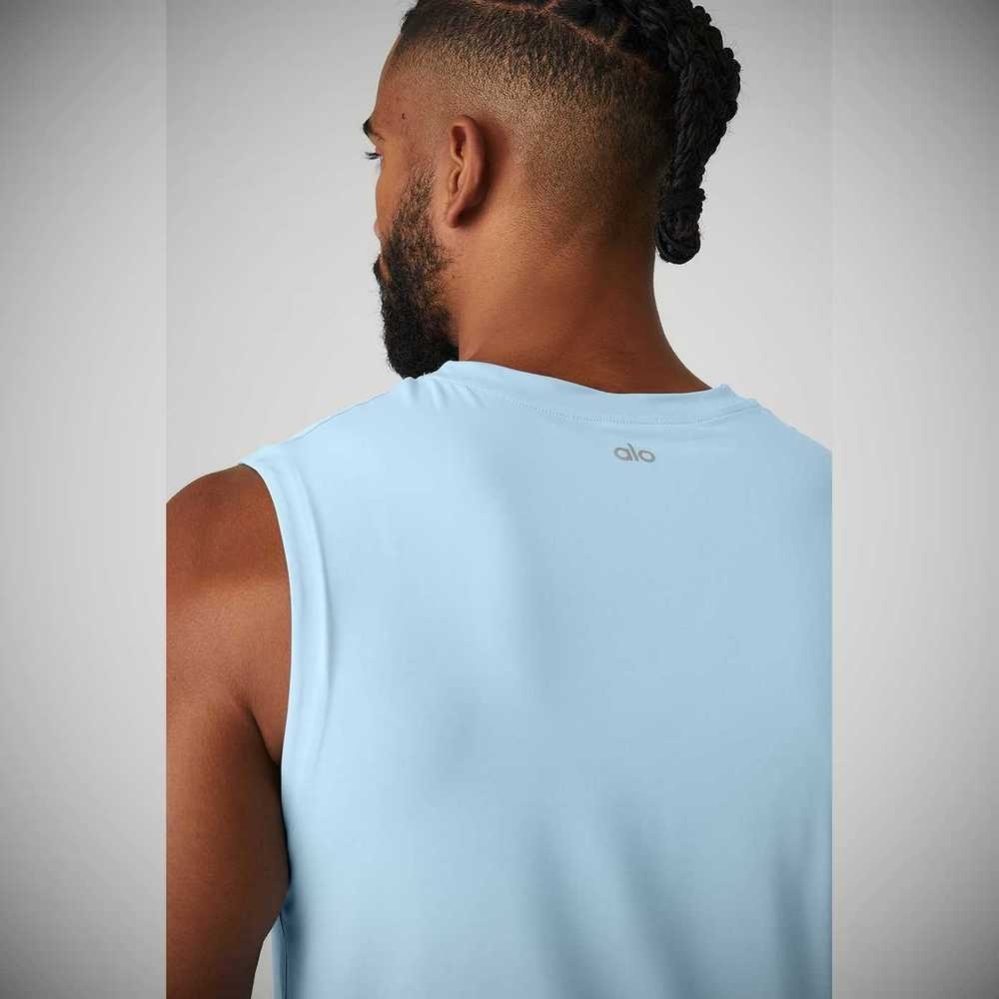 Alo Yoga Idol Performance Muskelshirt Herren Blau | CMXSKH257