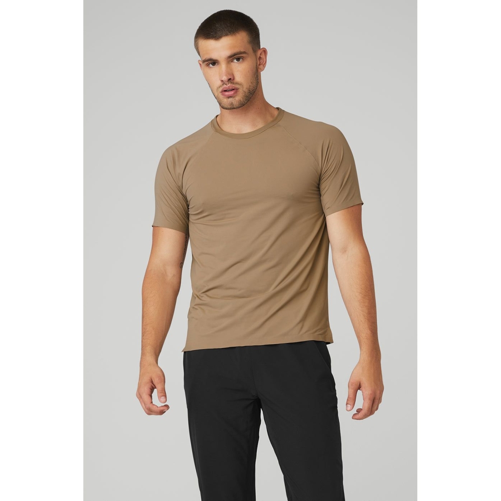 Alo Yoga Idol Performance Tee Short Sleeve Herren Braun | CKTQHY065