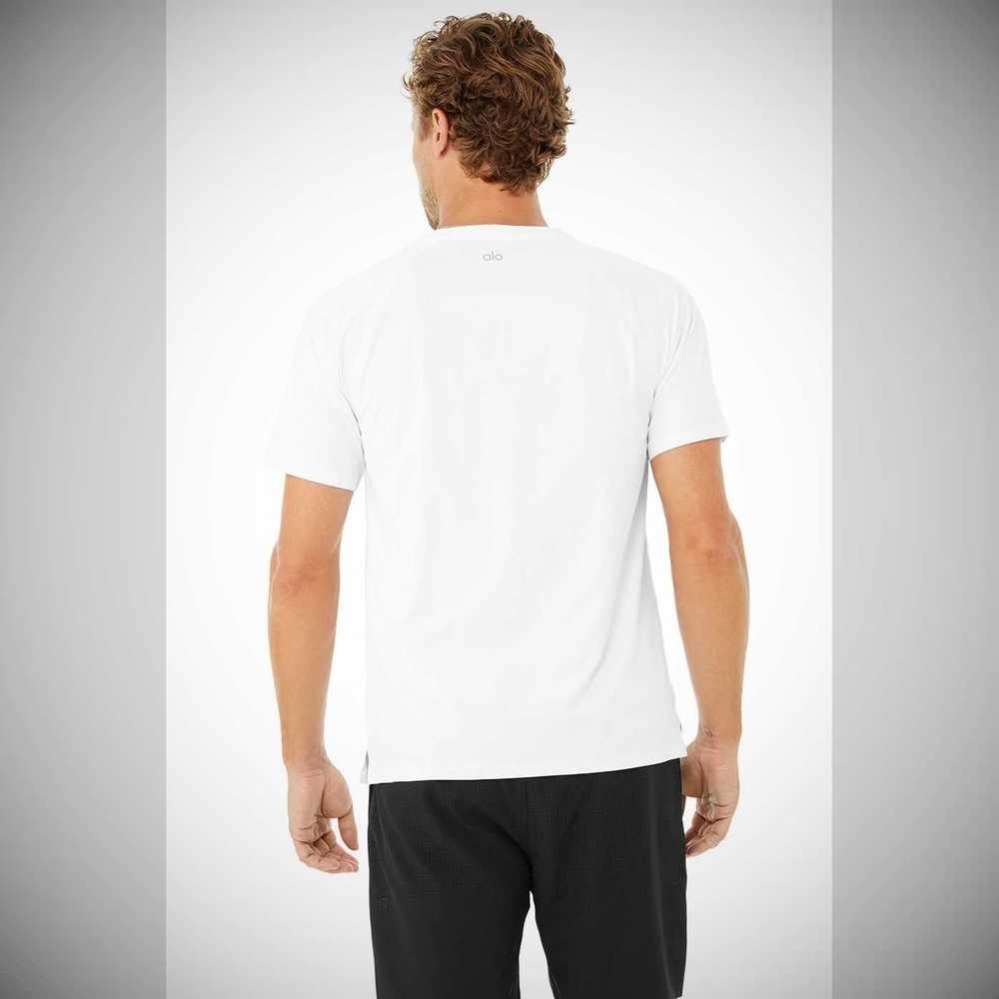 Alo Yoga Idol Performance Tee Short Sleeve Herren Weiß | MXCBZG931