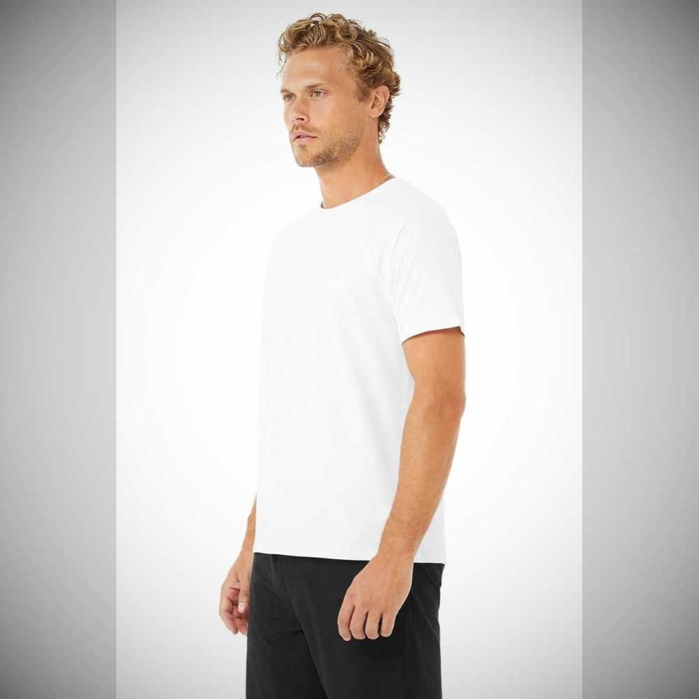 Alo Yoga Idol Performance Tee Short Sleeve Herren Weiß | MXCBZG931