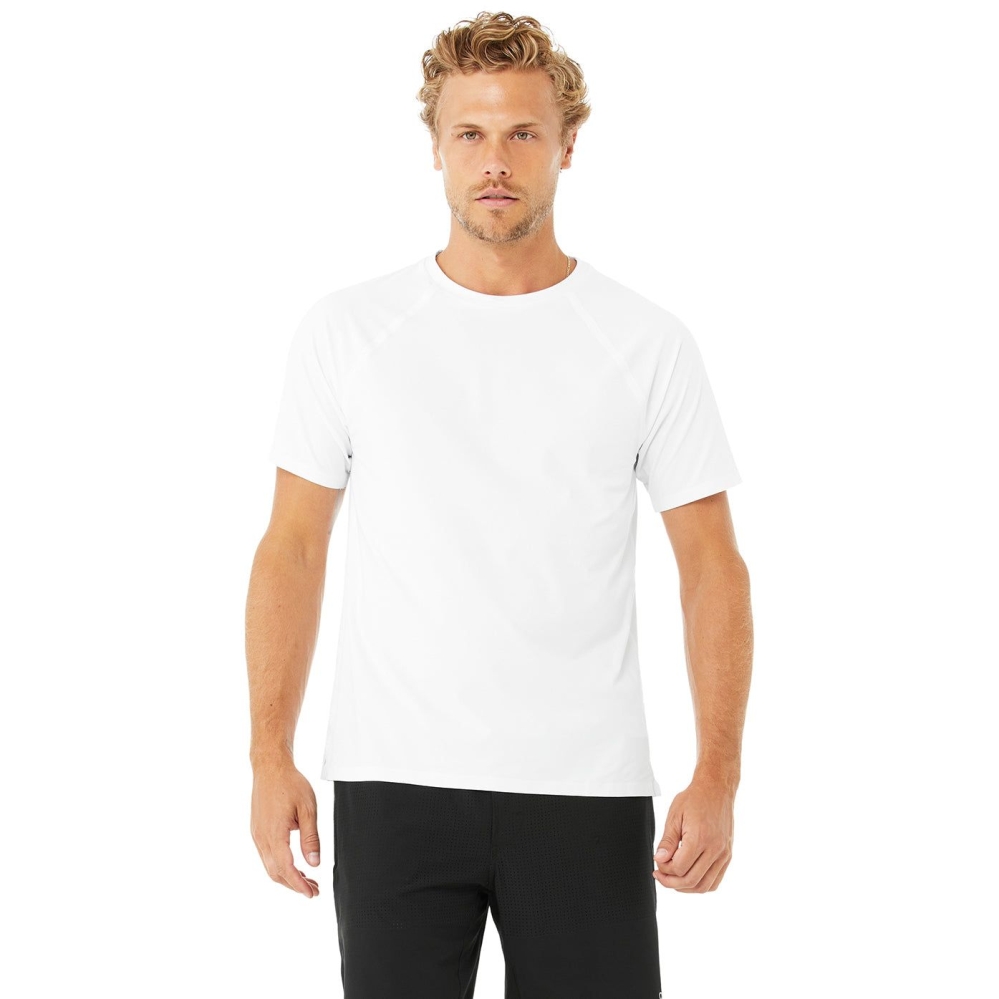 Alo Yoga Idol Performance Tee Short Sleeve Herren Weiß | MXCBZG931