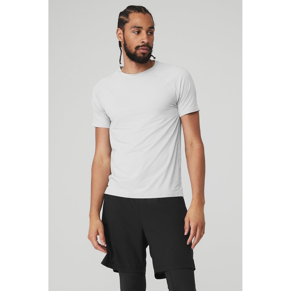 Alo Yoga Idol Performance Tee Short Sleeve Herren Silber | VGSLFX628