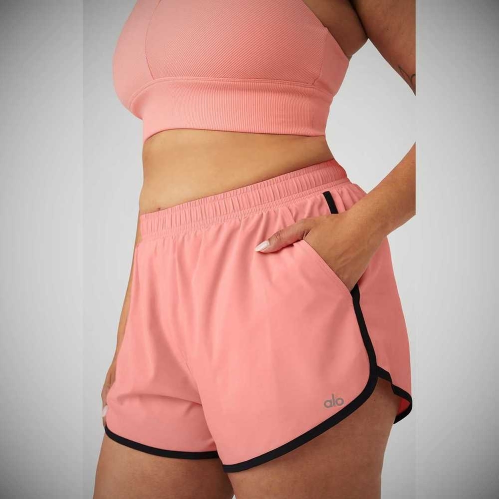 Alo Yoga Ivy League Dolphin Kurze Hose Damen Rosa Schwarz | TOGRJF069