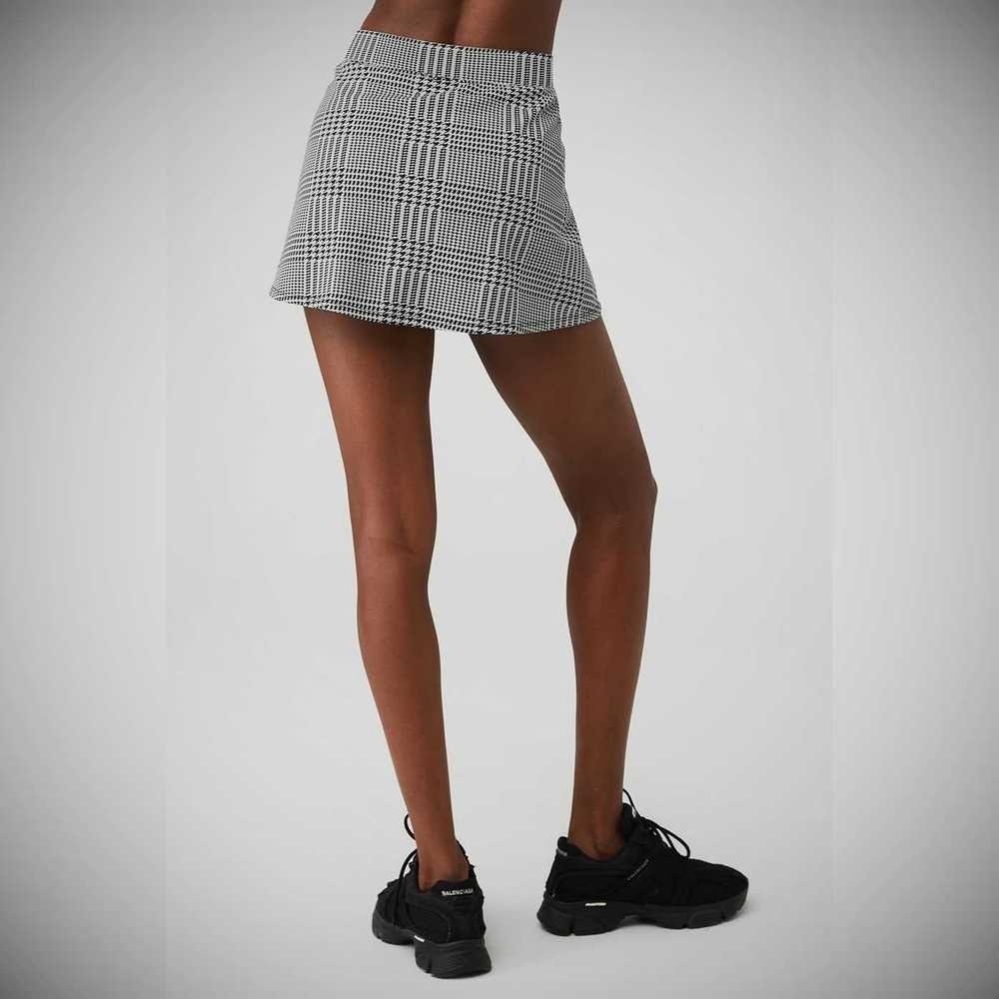 Alo Yoga Jacquard Glenplaid Tennis Röcke Damen Silber Schwarz | JEGONU251