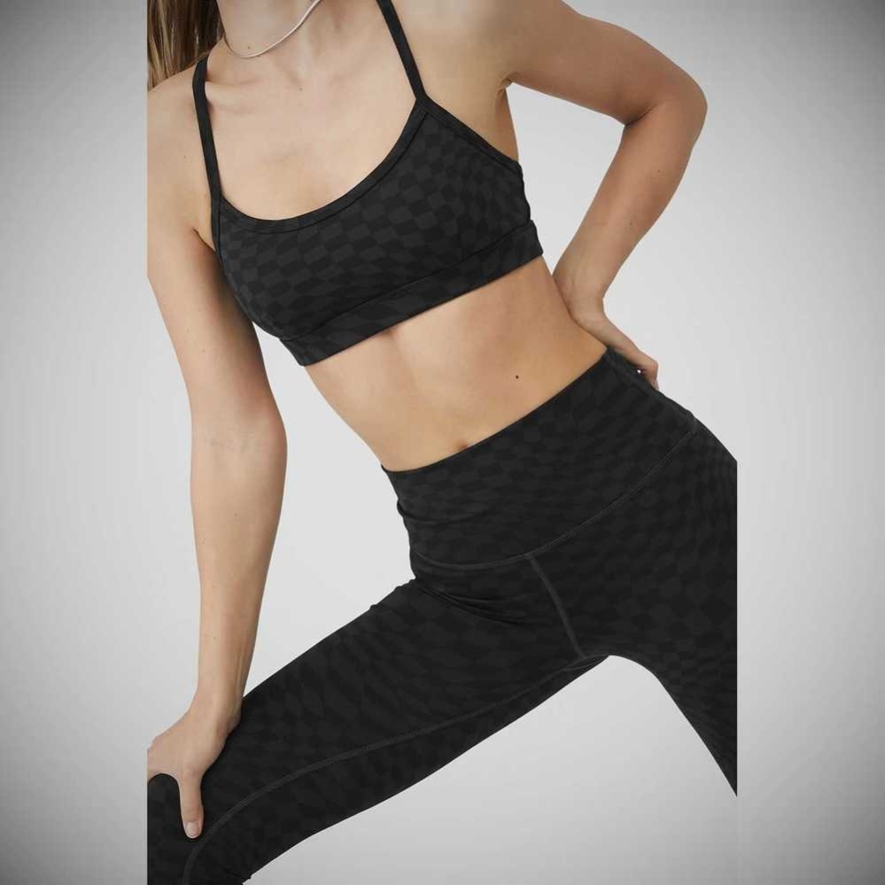 Alo Yoga Jacquard High-Taille Checkered Leggings Damen Schwarz Grau | RWFYVO918