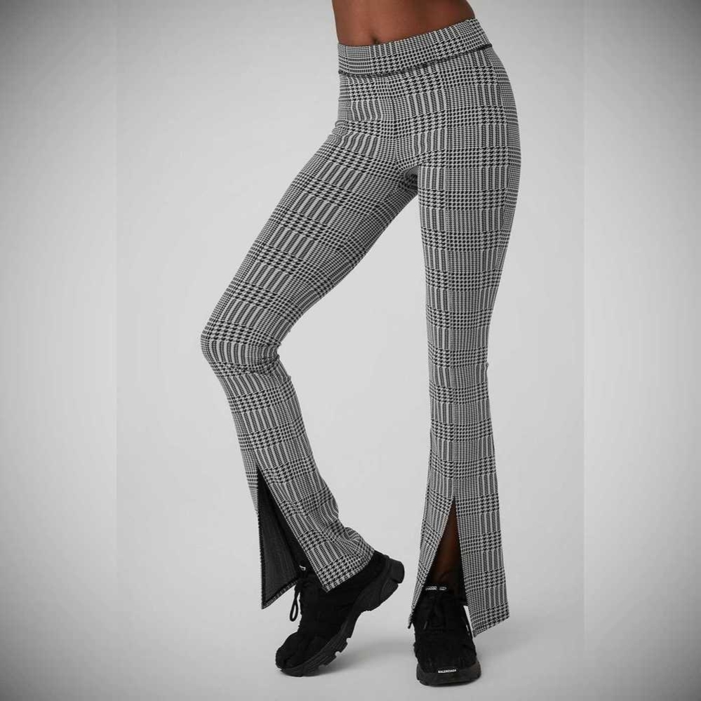 Alo Yoga Jacquard High-Taille Glenplaid Flutter Leggings Damen Silber Schwarz | AOUFKB169