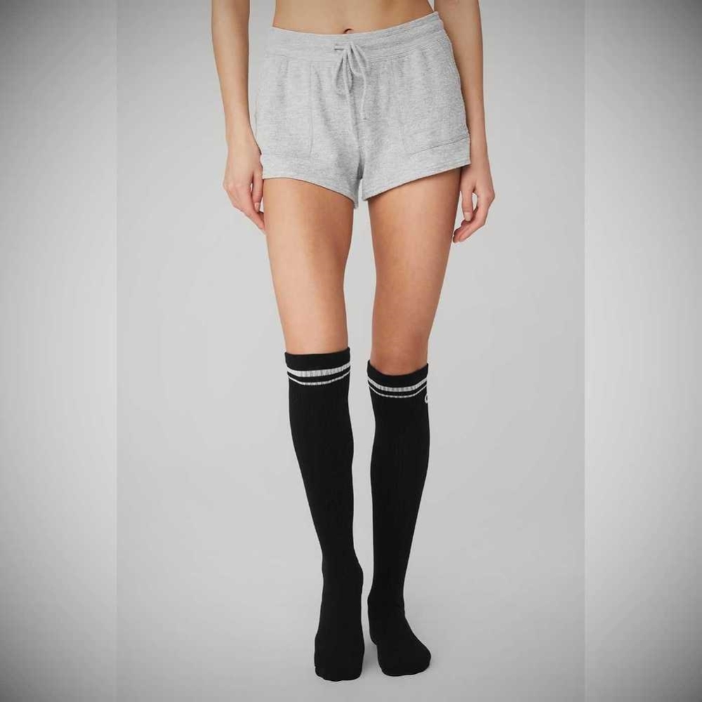 Alo Yoga Knee-High Throwback Socken Damen Schwarz Weiß | HFUSWA617