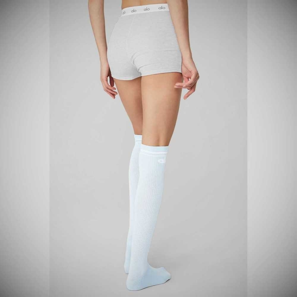 Alo Yoga Knee-High Throwback Socken Damen Blau Weiß | IMEPOV589