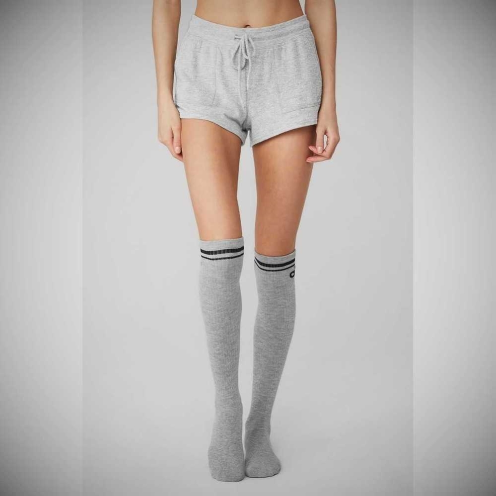 Alo Yoga Knee-High Throwback Socken Damen Grau Schwarz | WIPHGV574