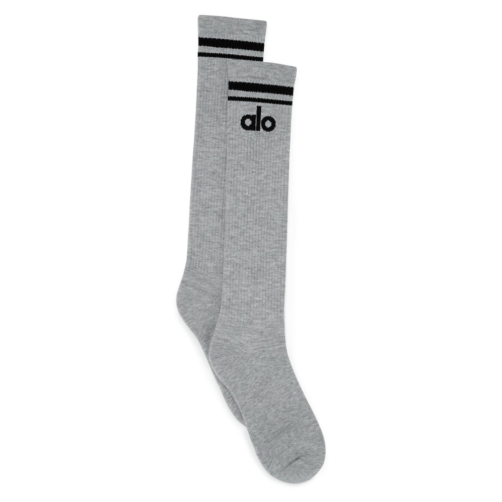 Alo Yoga Knee-High Throwback Socken Damen Grau Schwarz | WIPHGV574