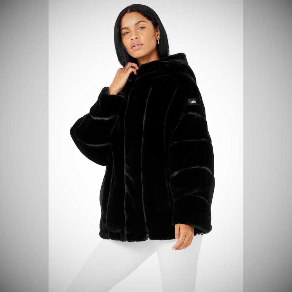 Alo Yoga Knock Out Faux Fur Jacke Damen Schwarz | FATLMD315