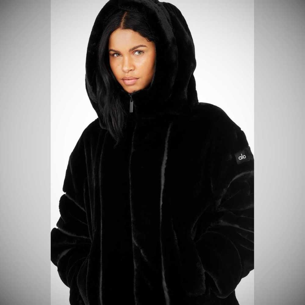 Alo Yoga Knock Out Faux Fur Jacke Damen Schwarz | FATLMD315