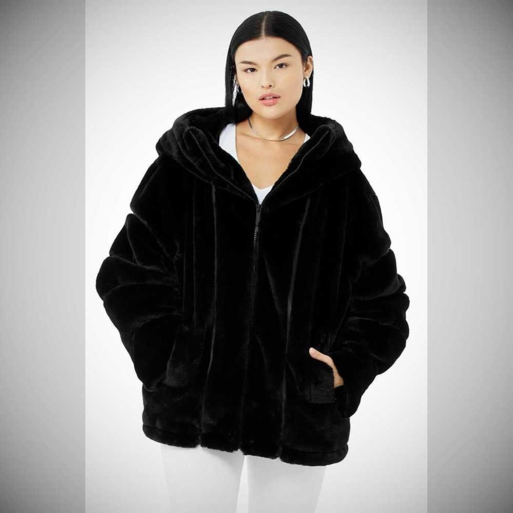 Alo Yoga Knock Out Faux Fur Jacke Damen Schwarz | FATLMD315