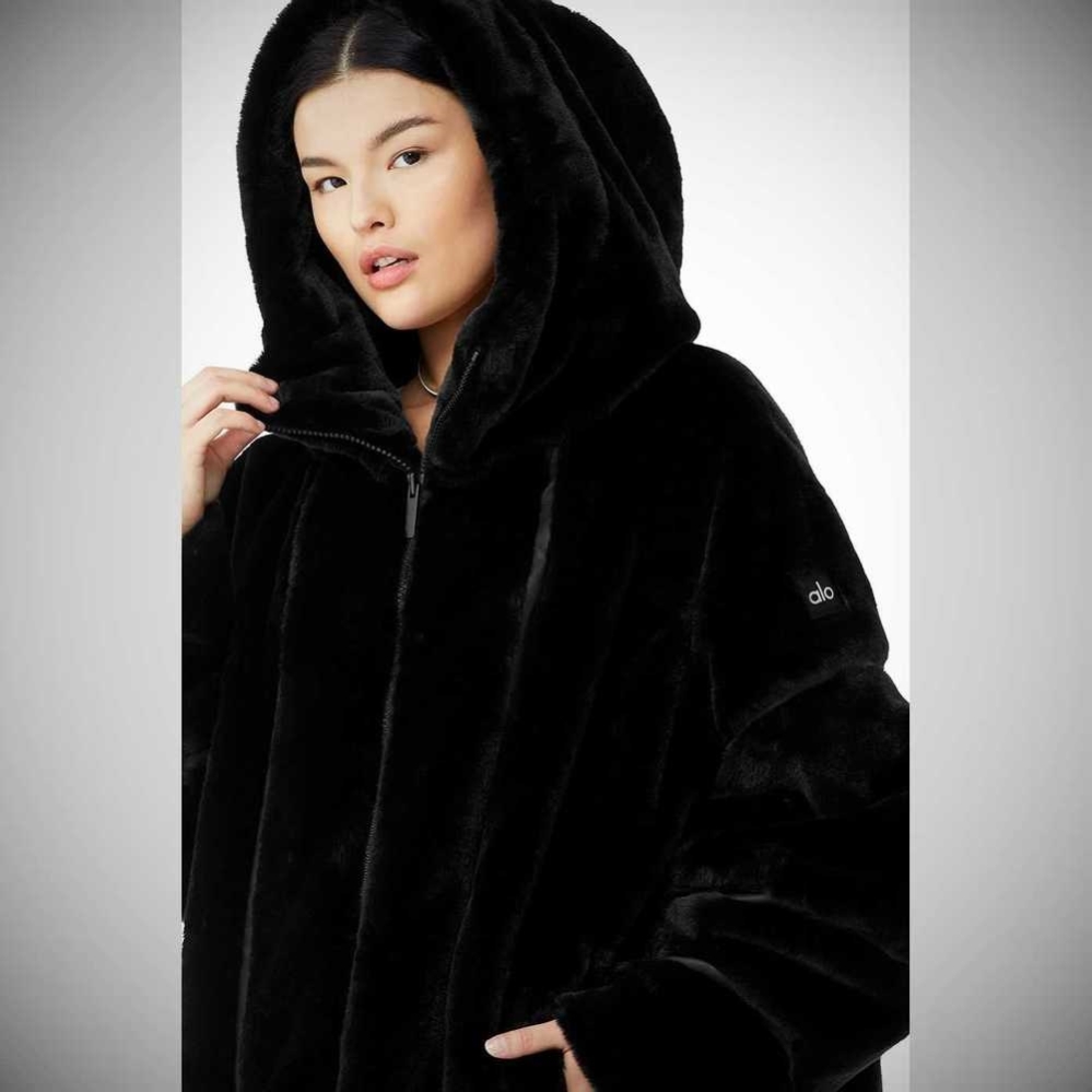 Alo Yoga Knock Out Faux Fur Jacke Damen Schwarz | FATLMD315