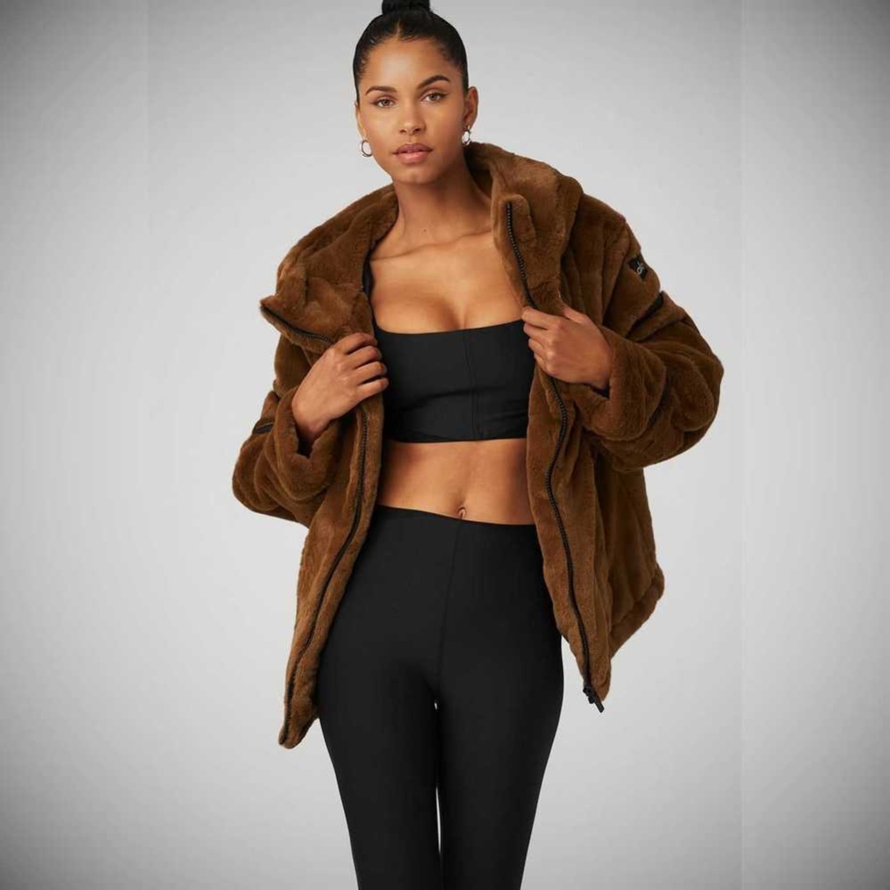 Alo Yoga Knock Out Faux Fur Jacke Damen Schokolade | JYNRMQ431