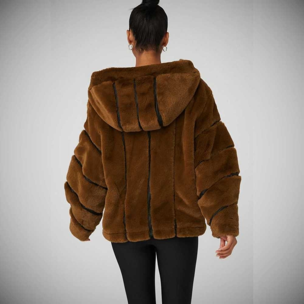 Alo Yoga Knock Out Faux Fur Jacke Damen Schokolade | JYNRMQ431