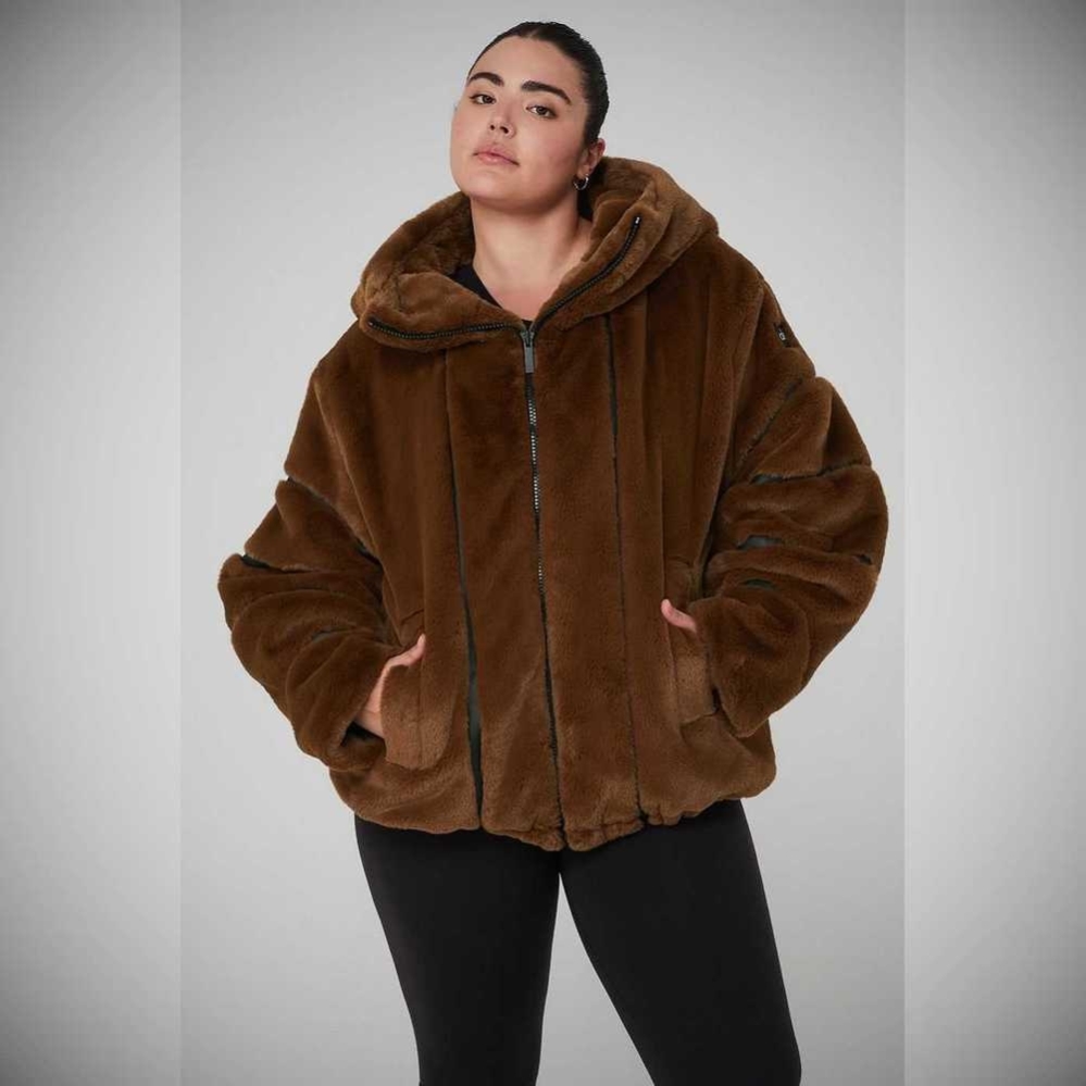 Alo Yoga Knock Out Faux Fur Jacke Damen Schokolade | JYNRMQ431