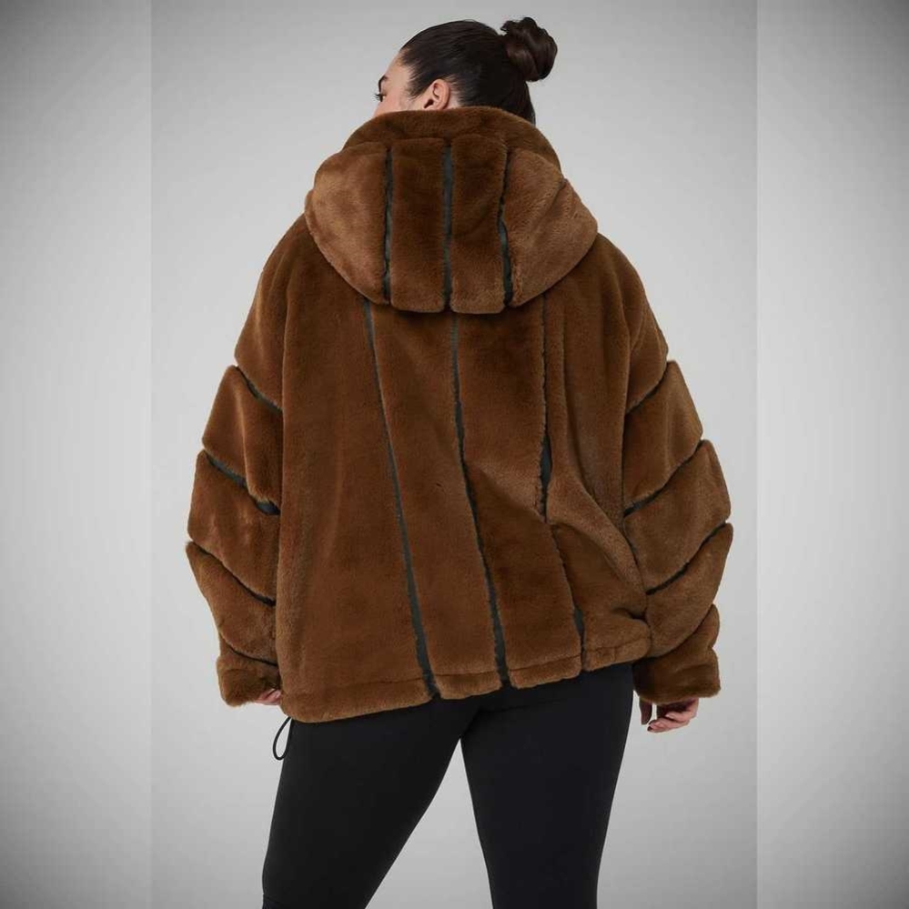 Alo Yoga Knock Out Faux Fur Jacke Damen Schokolade | JYNRMQ431