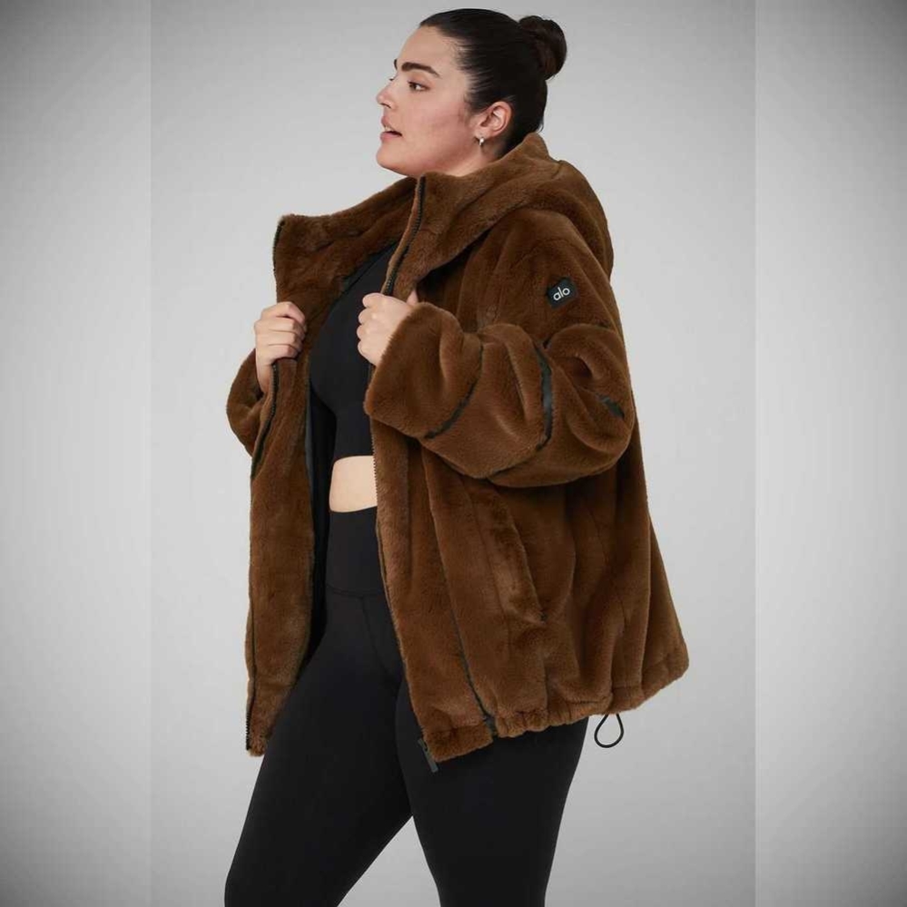 Alo Yoga Knock Out Faux Fur Jacke Damen Schokolade | JYNRMQ431