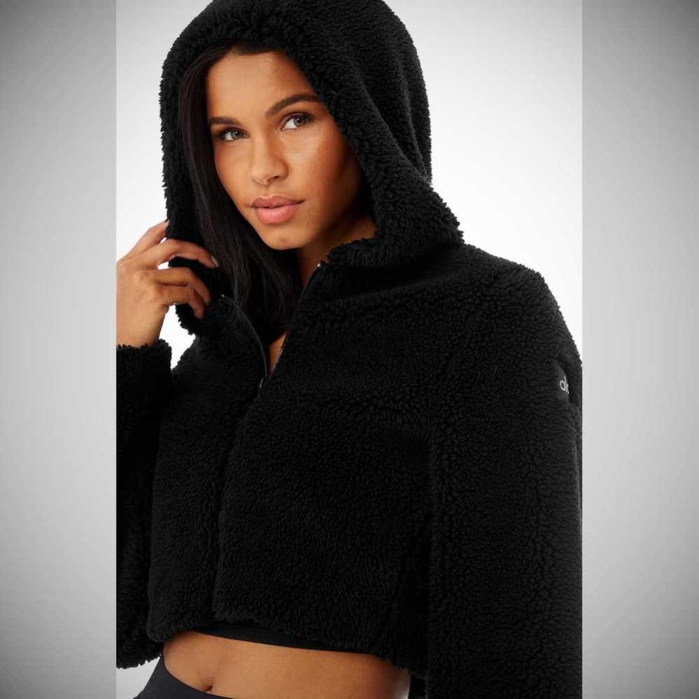 Alo Yoga LA Sherpa Jacke Damen Schwarz | DWROBQ718