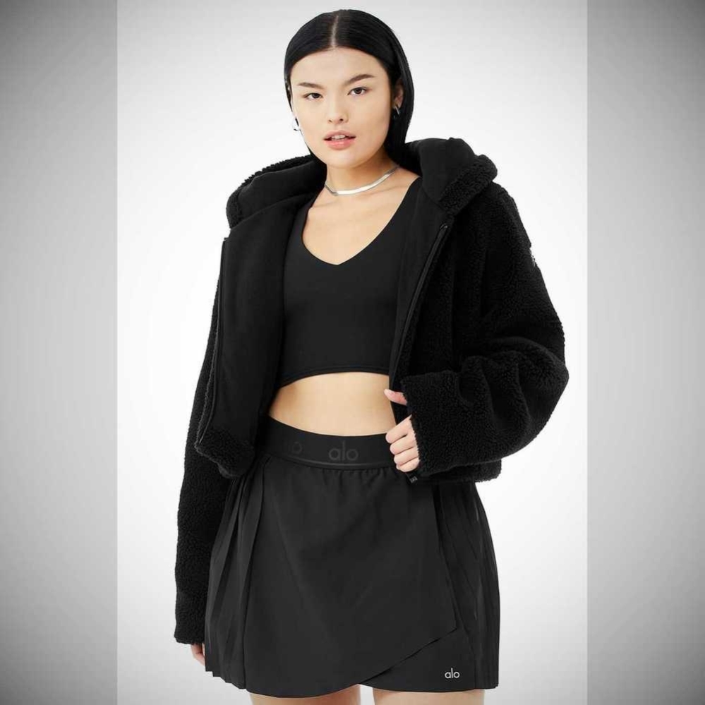 Alo Yoga LA Sherpa Jacke Damen Schwarz | DWROBQ718