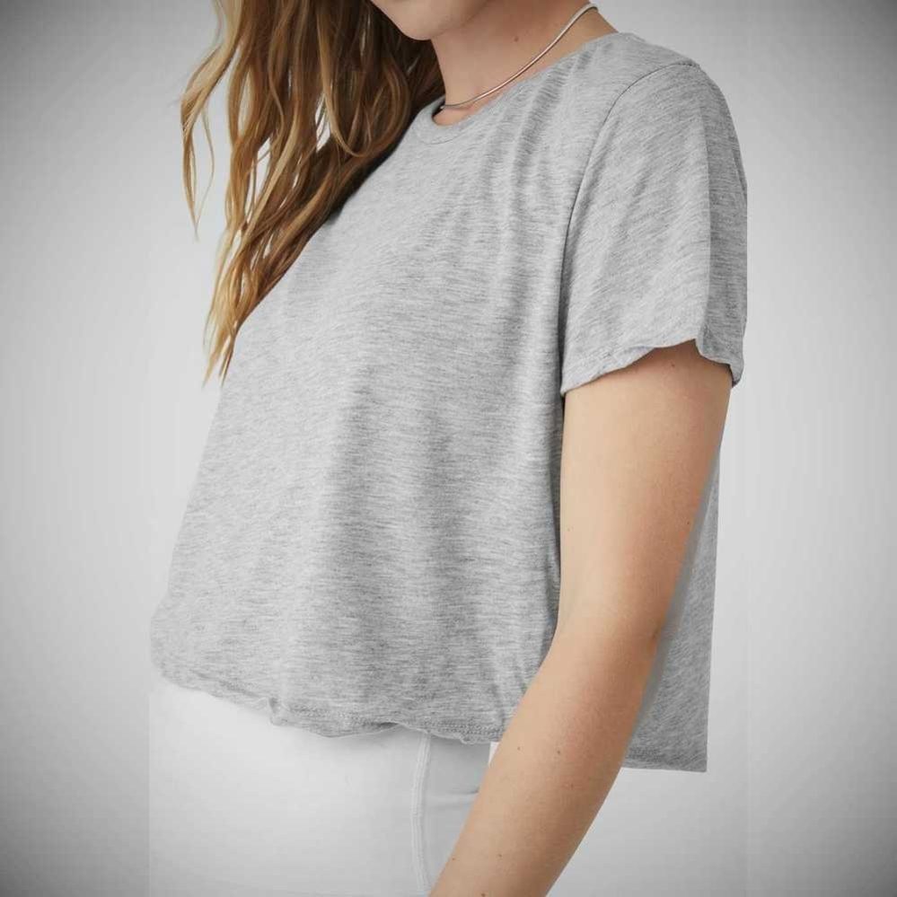 Alo Yoga Laid Back Tee Short Sleeve Damen Grau | LFPCZU984