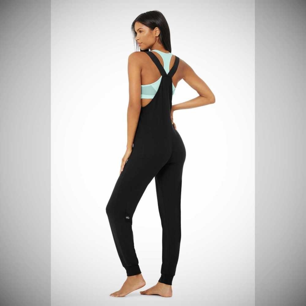 Alo Yoga Layback Jumpsuit Bodys Damen Schwarz | YGUEOJ780