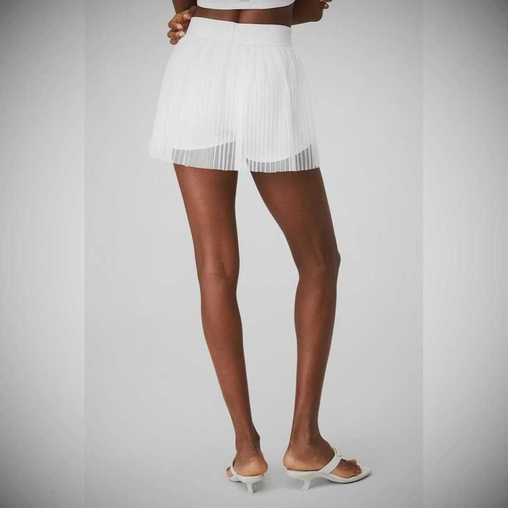 Alo Yoga Mesh Flirty Tennis Röcke Damen Weiß | LIAHGZ048