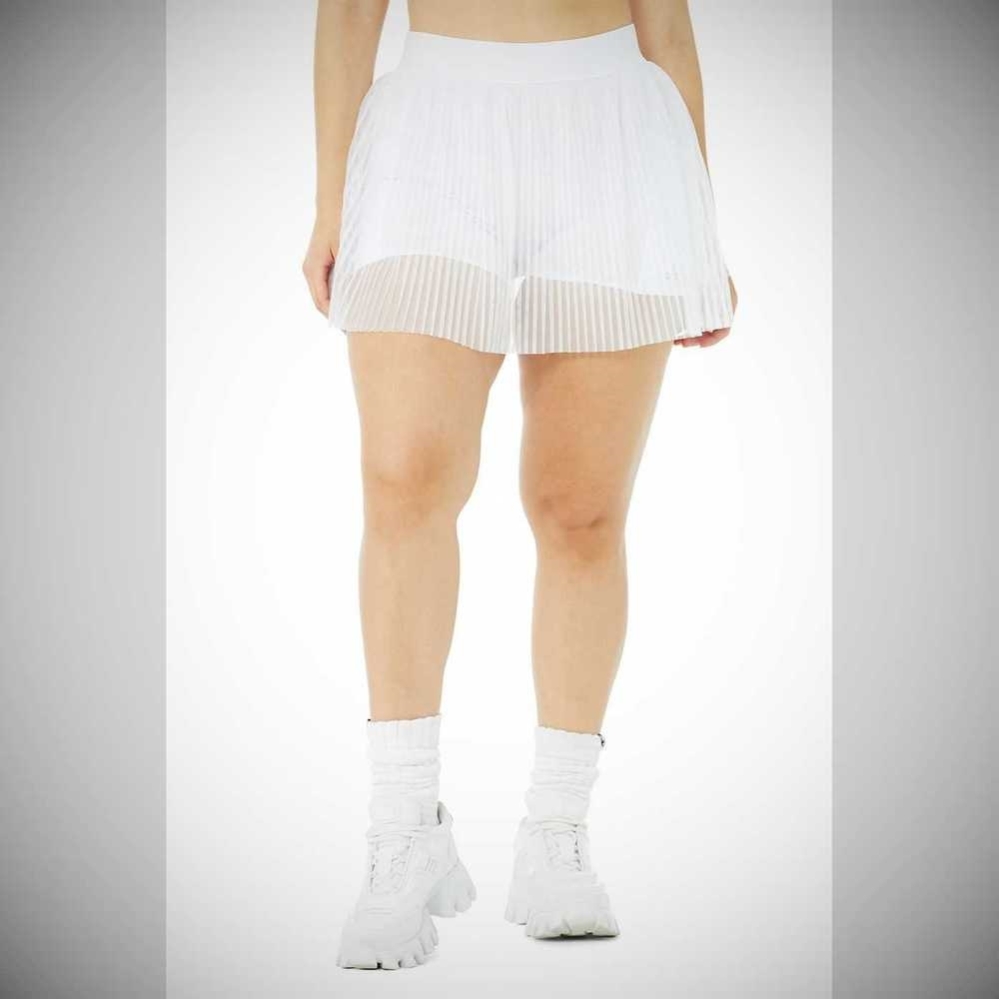 Alo Yoga Mesh Flirty Tennis Röcke Damen Weiß | LIAHGZ048