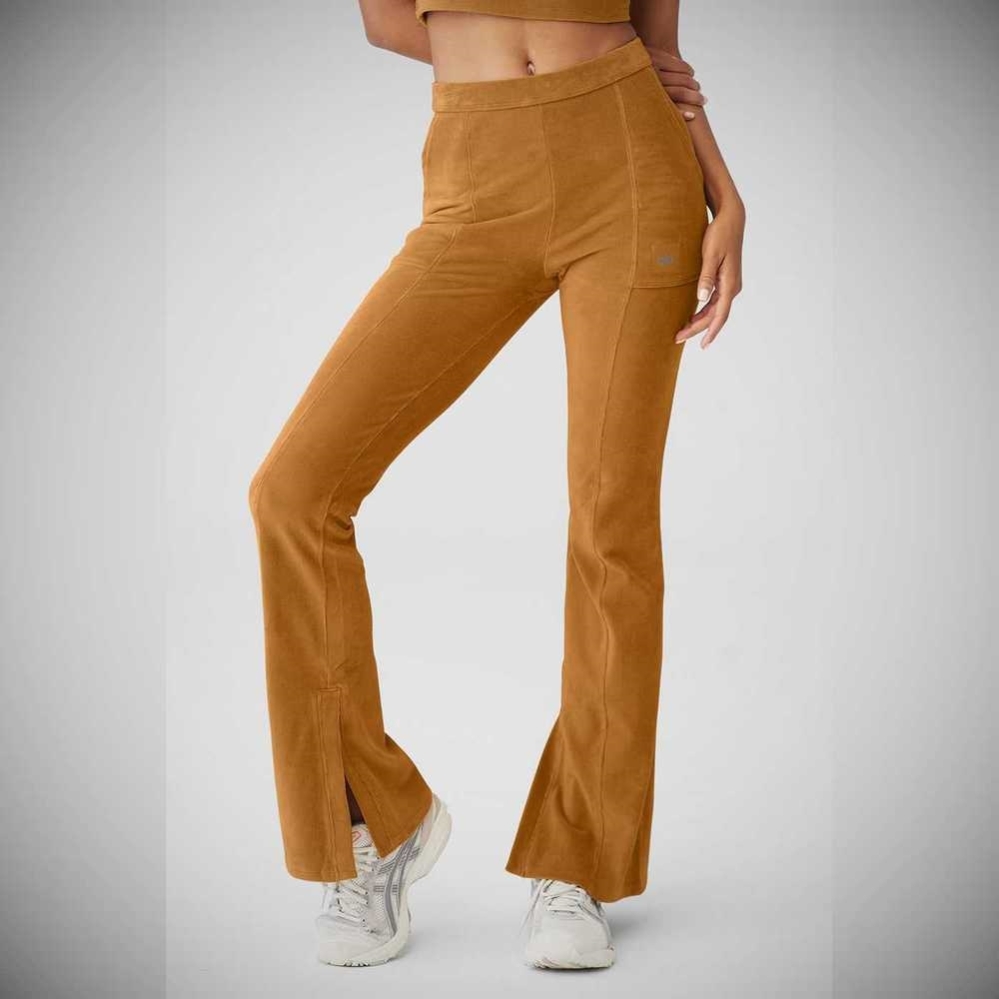 Alo Yoga Micro Corduroy High-Taille Winter Break Flare Hose Damen Toffee | LMQFUR058