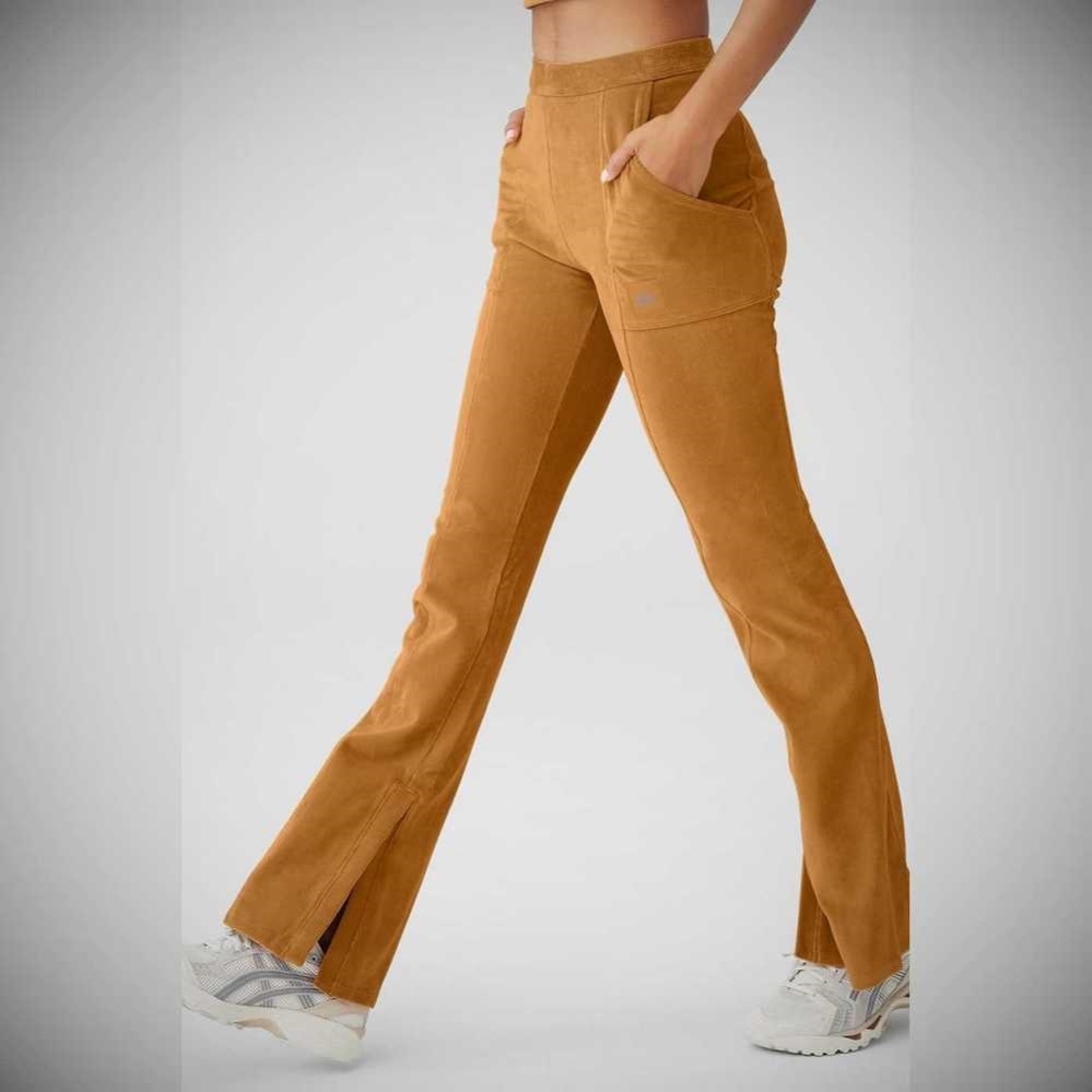 Alo Yoga Micro Corduroy High-Taille Winter Break Flare Hose Damen Toffee | LMQFUR058