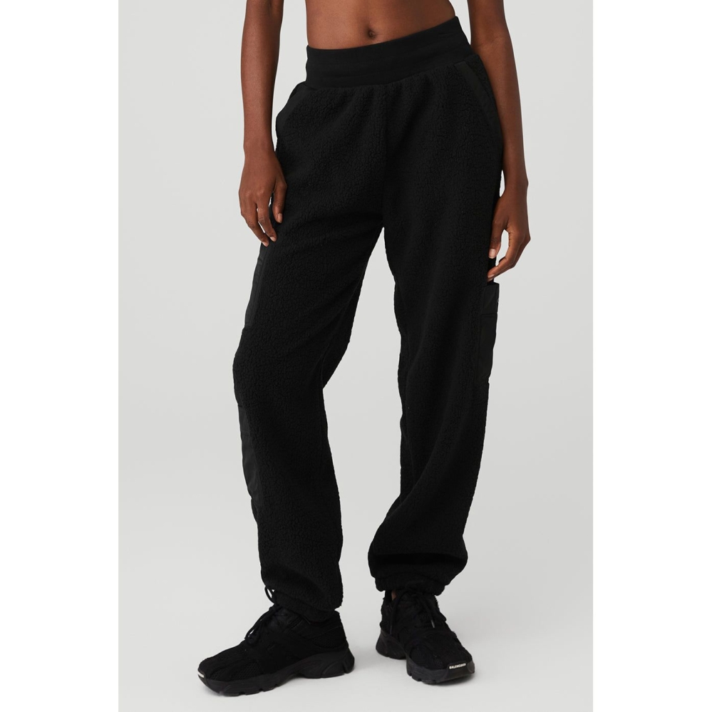 Alo Yoga Micro Sherpa High-Taille Solstice Sweathose Damen Schwarz | FTCUIB396