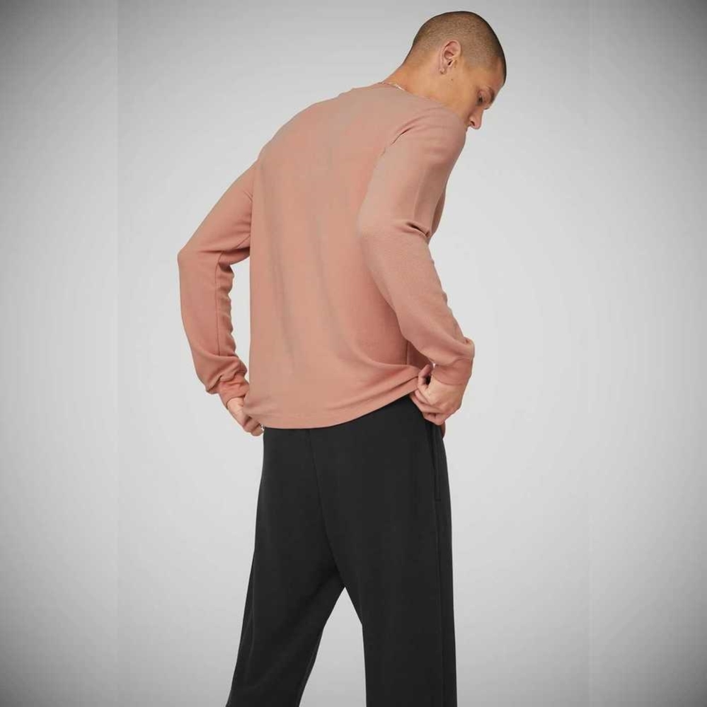 Alo Yoga Micro Waffle Fast Break Henley Oberbekleidung Herren Rosa Grau | DKXVRJ809