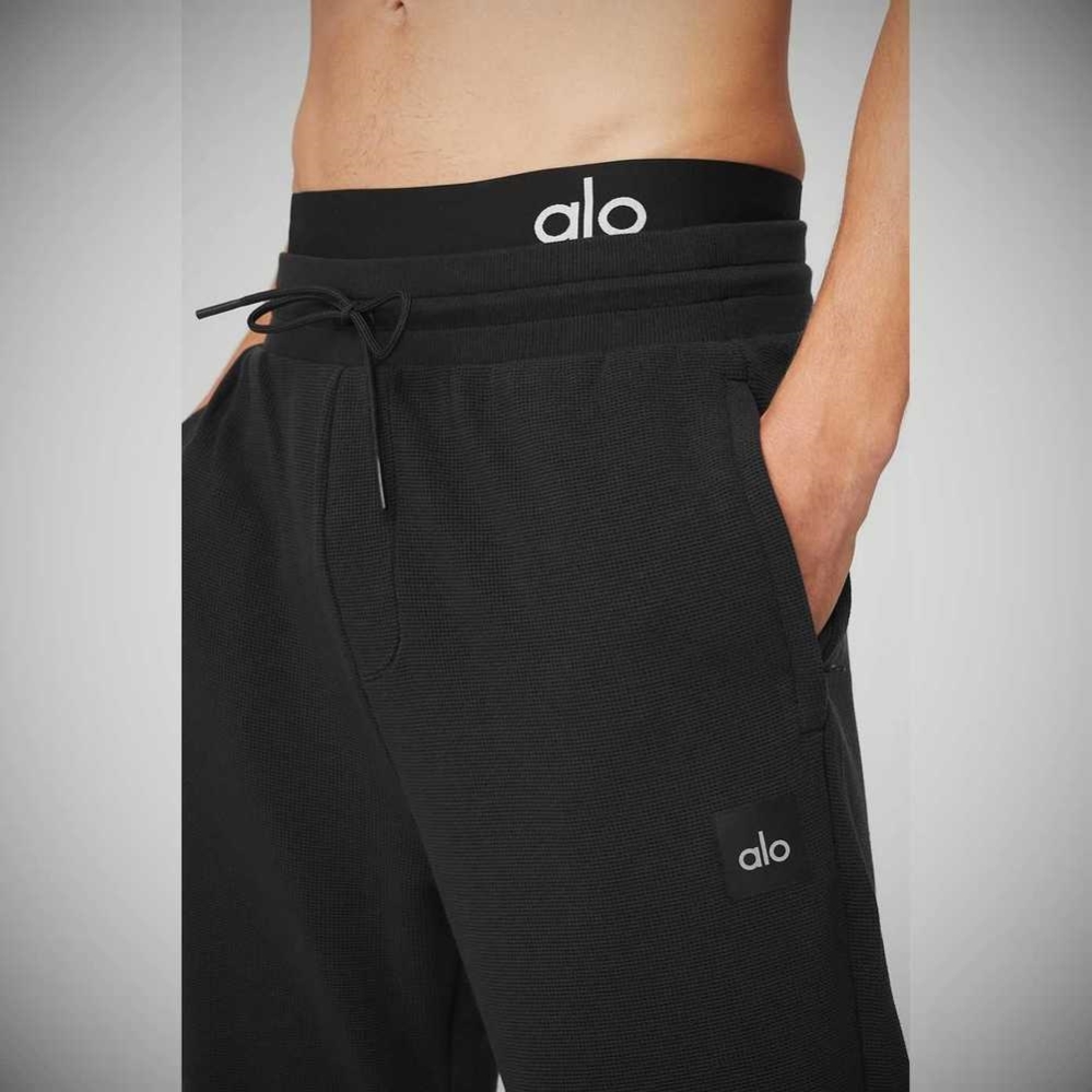 Alo Yoga Micro Waffle Fast Break Sweathose Herren Schwarz | QAIJLW350