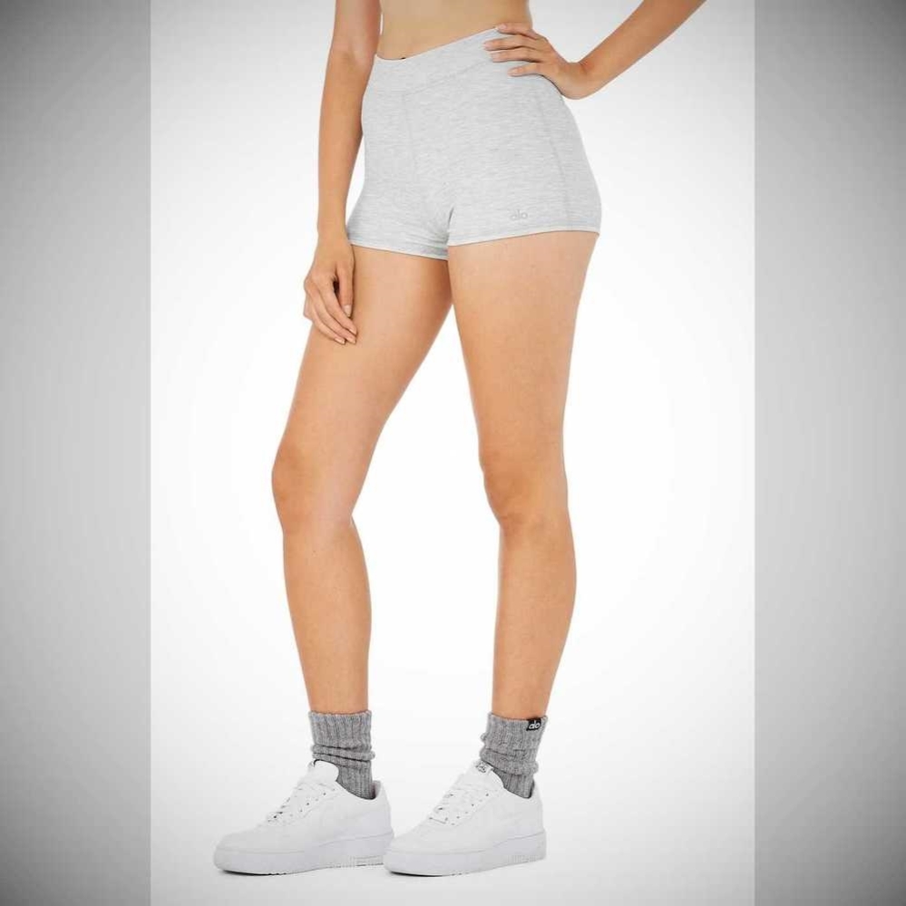 Alo Yoga Micro Waffle Pleasant Boy Kurze Hose Damen Grau | BUPNSA654