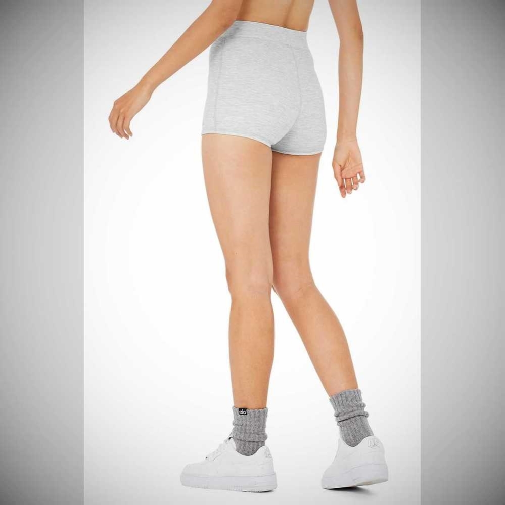 Alo Yoga Micro Waffle Pleasant Boy Kurze Hose Damen Grau | BUPNSA654