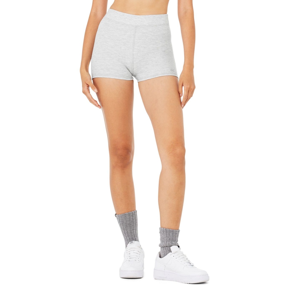 Alo Yoga Micro Waffle Pleasant Boy Kurze Hose Damen Grau | BUPNSA654