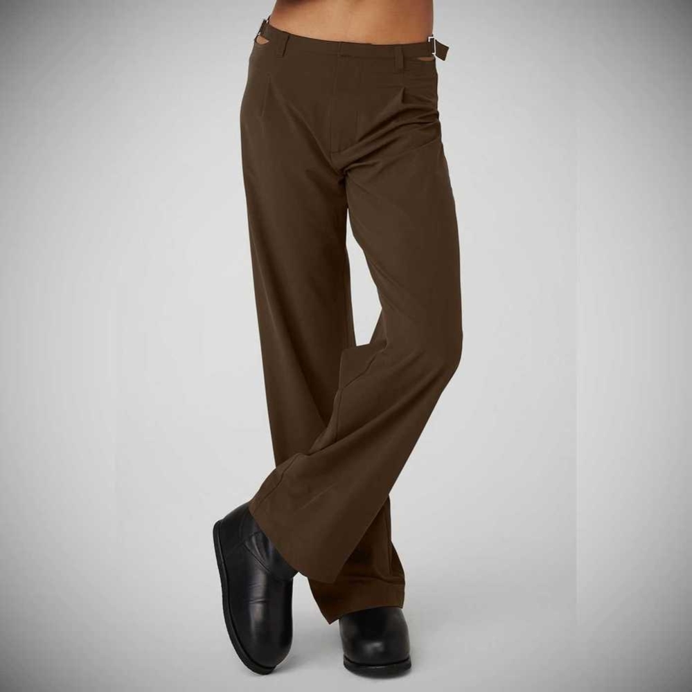 Alo Yoga Mid-Rise Showdown Trouser Hose Damen Kaffee | DIFLBC504