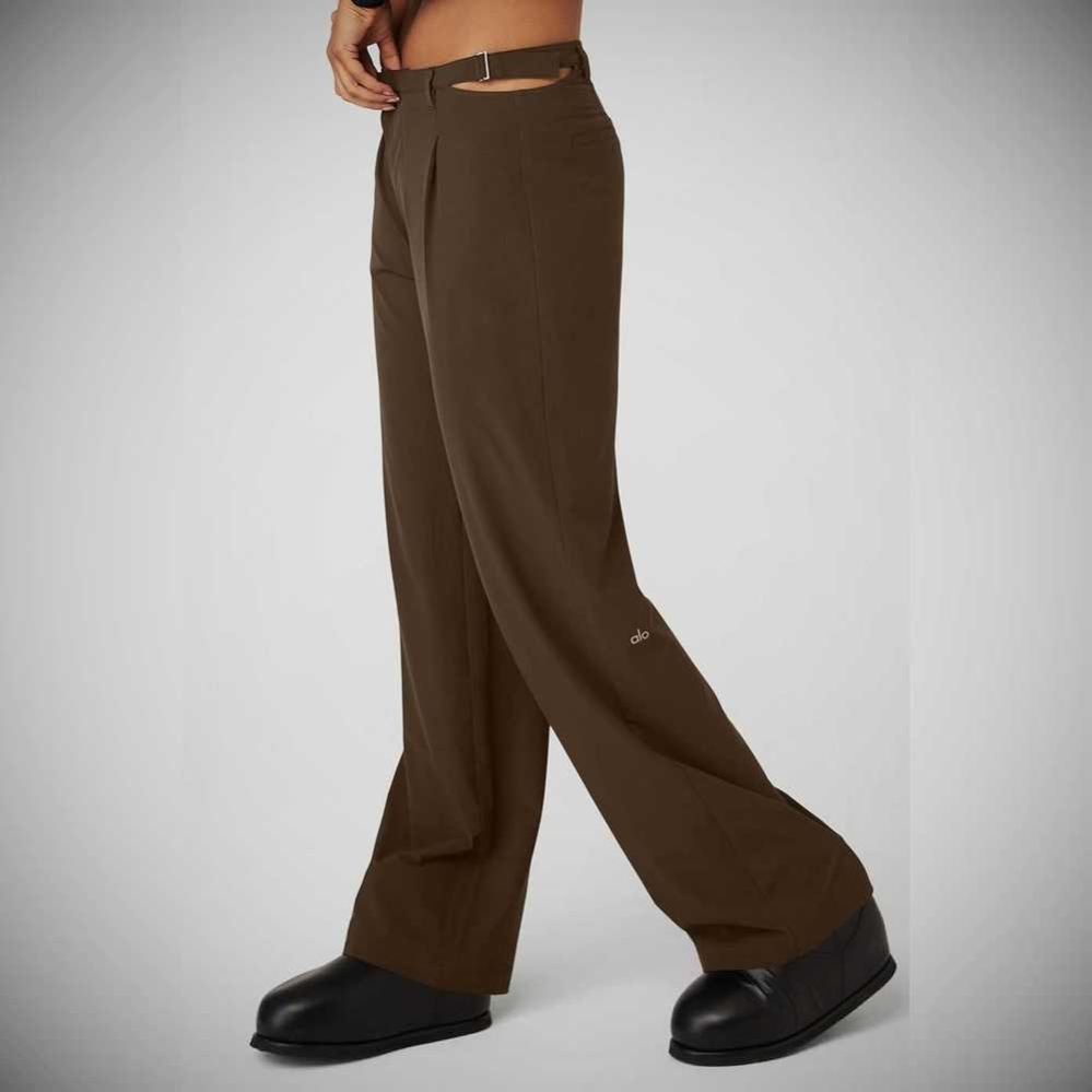 Alo Yoga Mid-Rise Showdown Trouser Hose Damen Kaffee | DIFLBC504