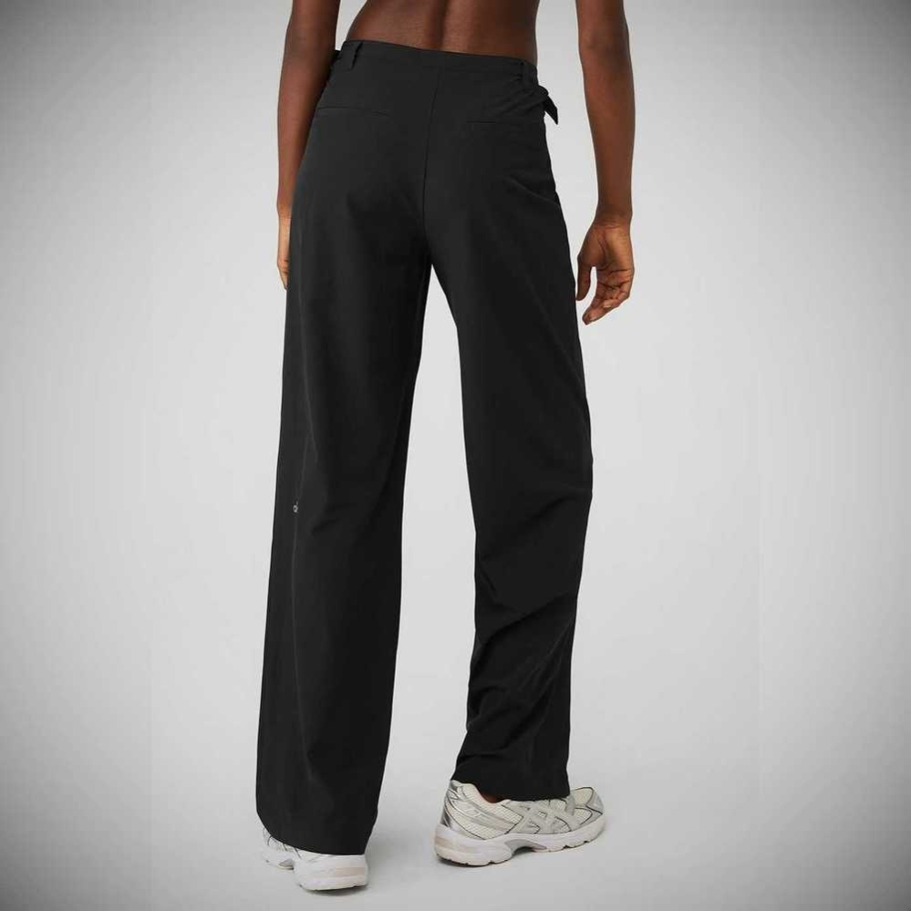 Alo Yoga Mid-Rise Showdown Trouser Hose Damen Schwarz | JVBQWC789