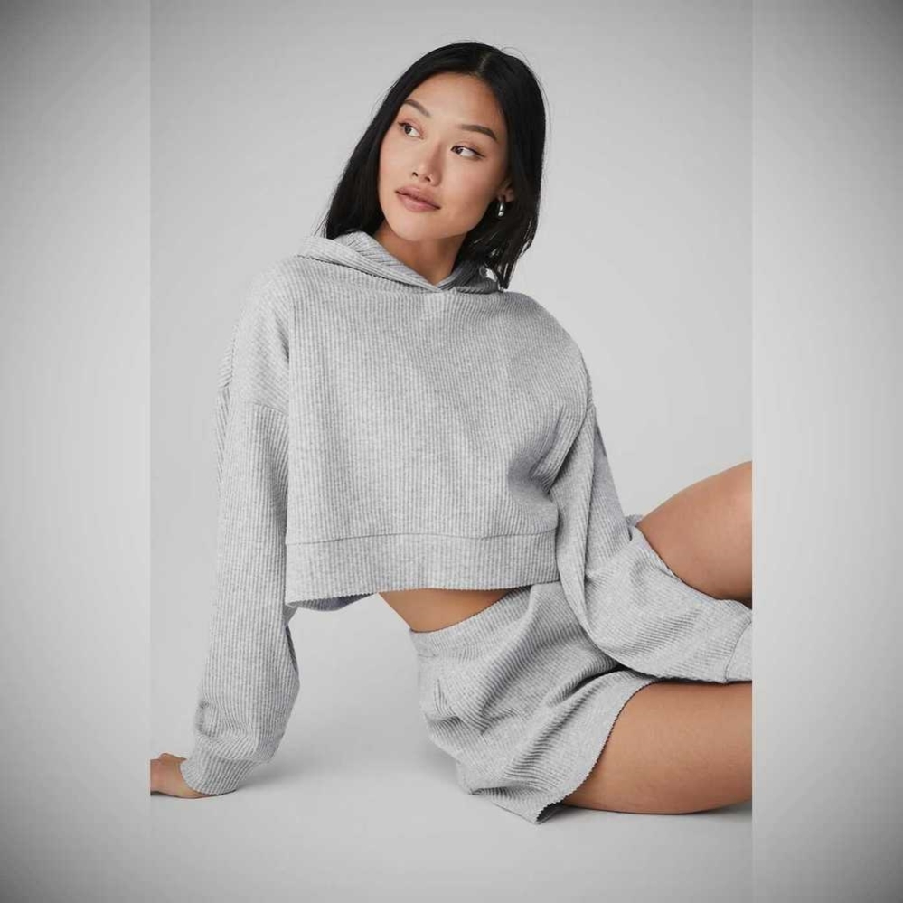 Alo Yoga Muse Hoodie Damen Grau | JMSVBN473