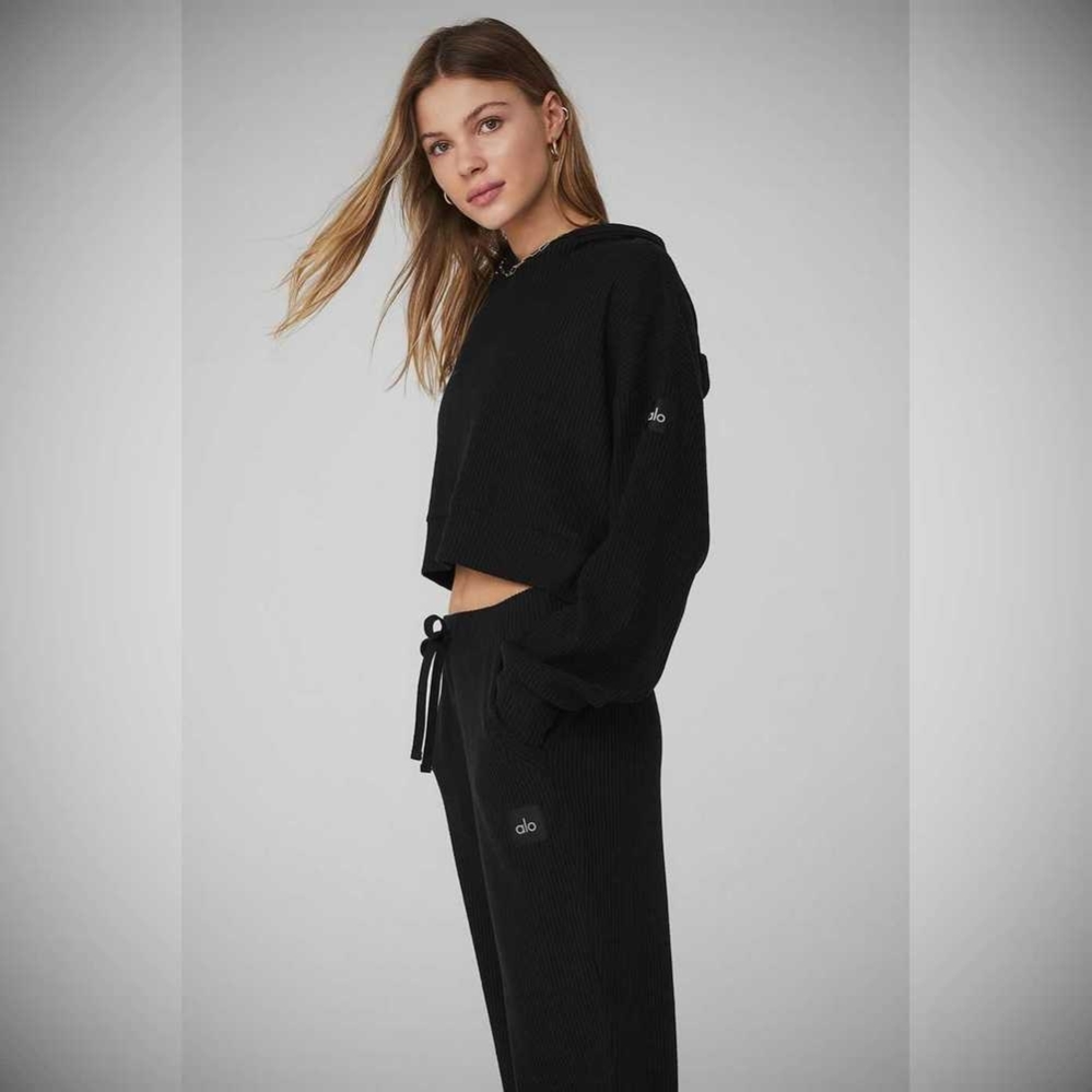 Alo Yoga Muse Hoodie Damen Schwarz | OHPUBX769