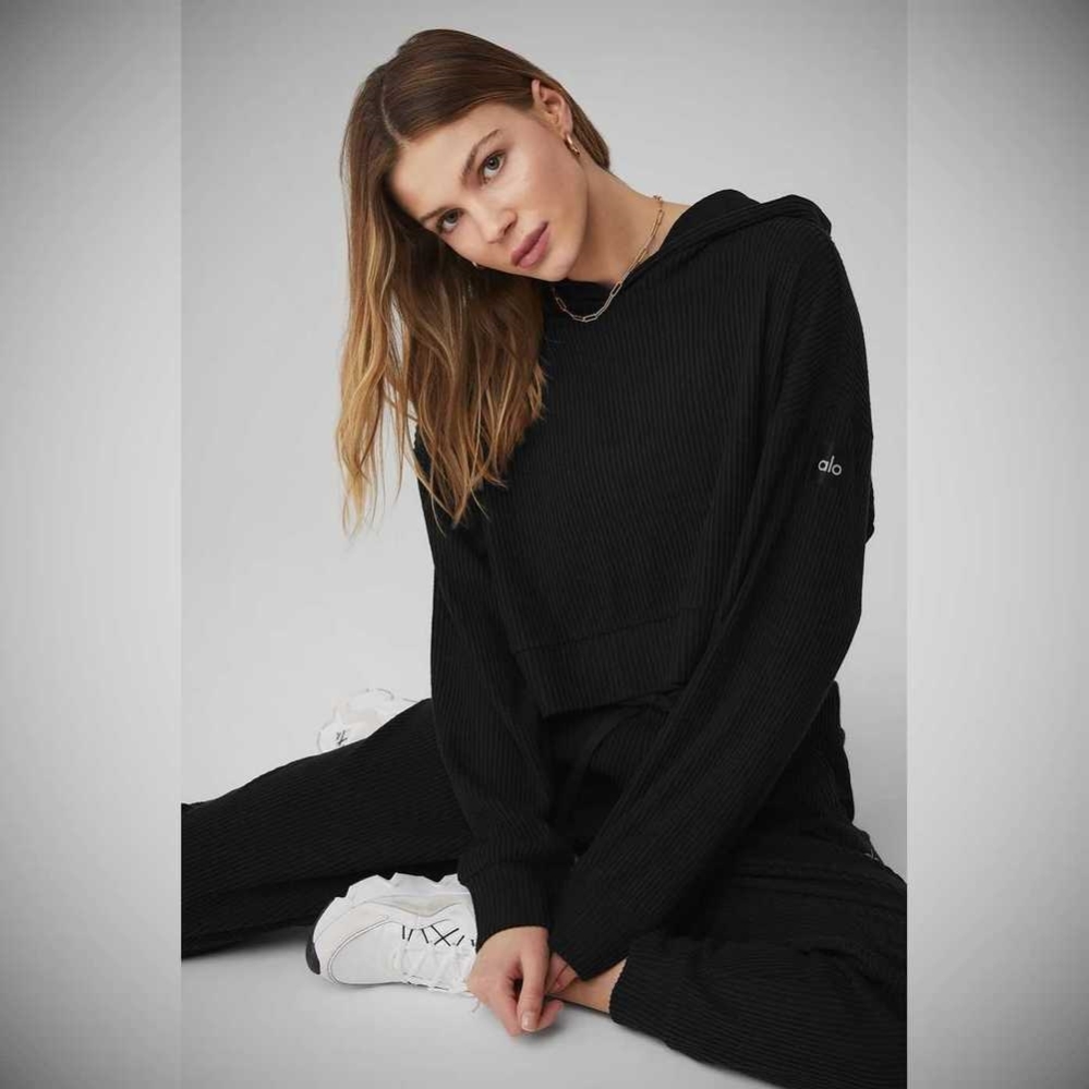 Alo Yoga Muse Hoodie Damen Schwarz | OHPUBX769