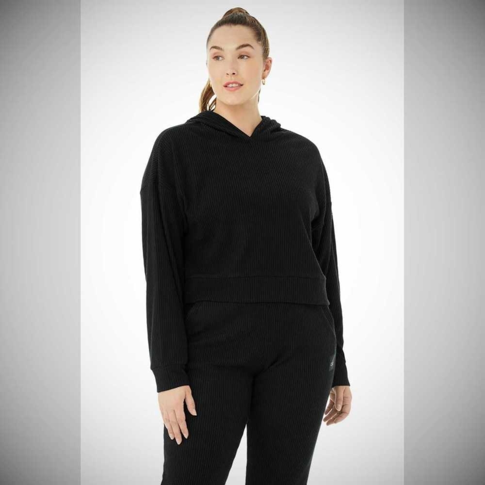 Alo Yoga Muse Hoodie Damen Schwarz | OHPUBX769